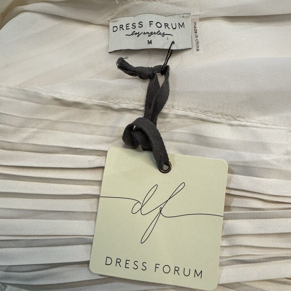 Dress Forum Olympia One Shoulder Pleated Asymmetric Maxi Dress Medium Ivory New - Picture 7 of 11